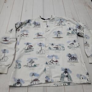 Vintage Art Unlimited West Coast lighthouse motif allover print AOP jacket
